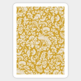 Cream Hemlock Print on Mustard Yellow -  Floral Repeat Pattern Sticker